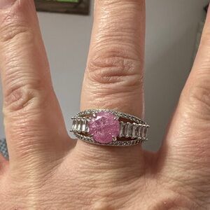 Bomb party Pink Stone Silver Ring